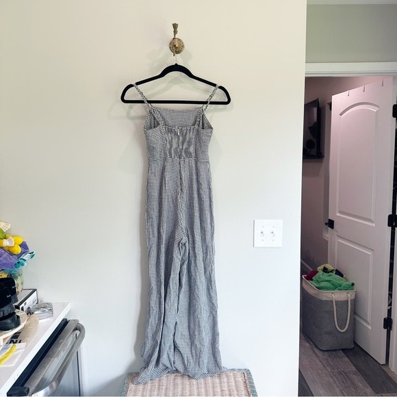 Urban Outfitters Blue + White Gingham Strapless Wide Leg Jumpsuit Size 0 - Picture 6 of 6